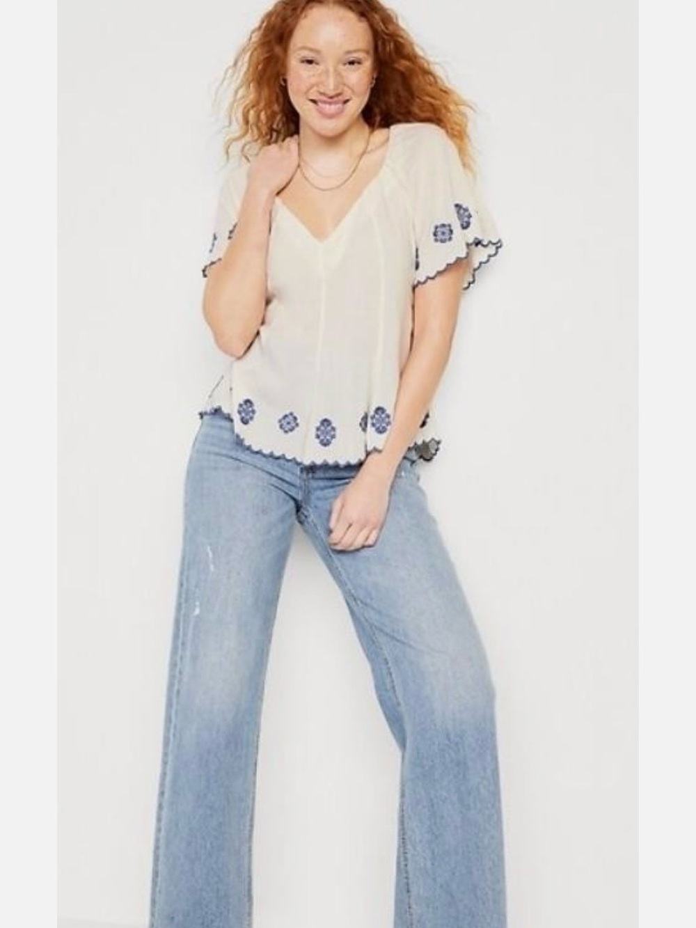[OLD NAVY] Embroidered Floral Blouse